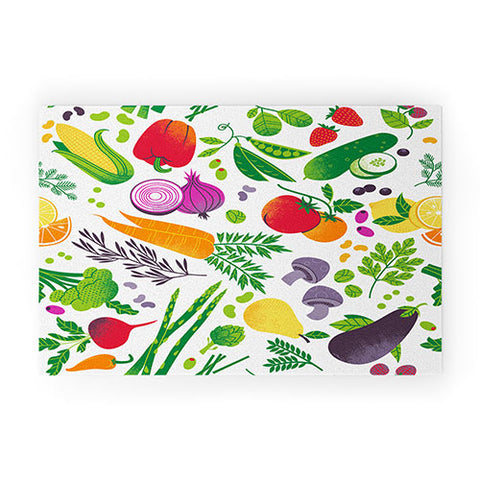 Lucie Rice EAT YOUR FRUITS AND VEGGIES Welcome Mat
