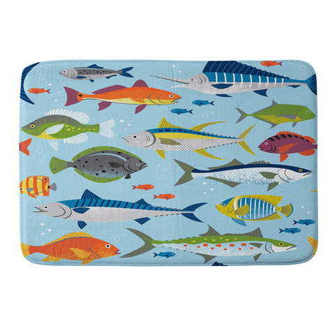 Lucie Rice Fish Frenzy Memory Foam Bath Mat