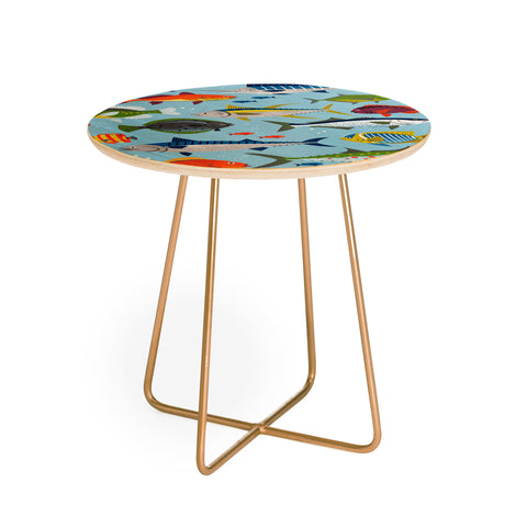 Lucie Rice Fish Frenzy Round Side Table