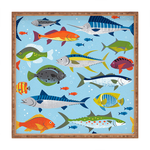 Lucie Rice Fish Frenzy Square Tray
