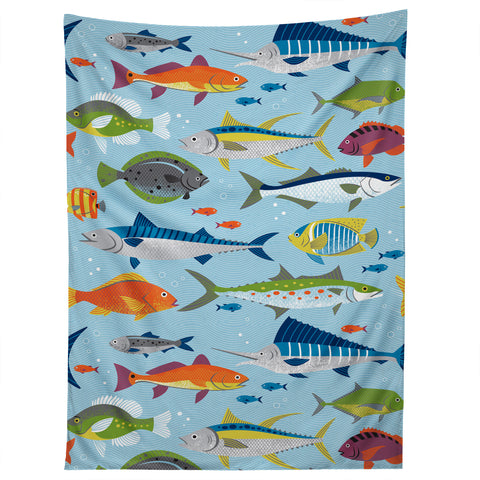 Lucie Rice Fish Frenzy Tapestry