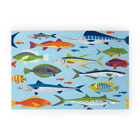 Lucie Rice Fish Frenzy Welcome Mat
