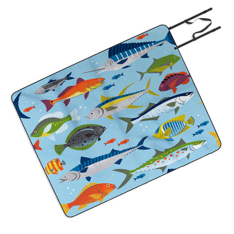 Lucie Rice Fish Frenzy Picnic Blanket