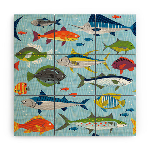 Lucie Rice Fish Frenzy Wood Wall Mural