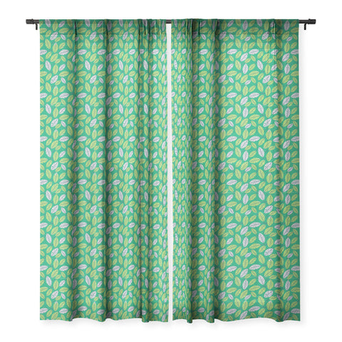 Lucie Rice Leafy Greens Sheer Window Curtain