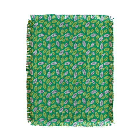 Lucie Rice Leafy Greens Throw Blanket