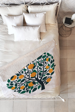 Lucie Rice Orange Tree Fleece Throw Blanket