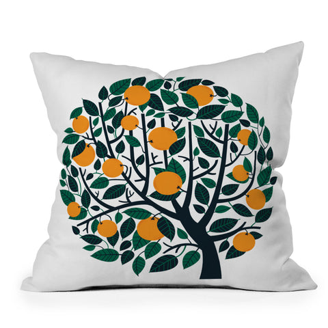 Lucie Rice Orange Tree Throw Pillow