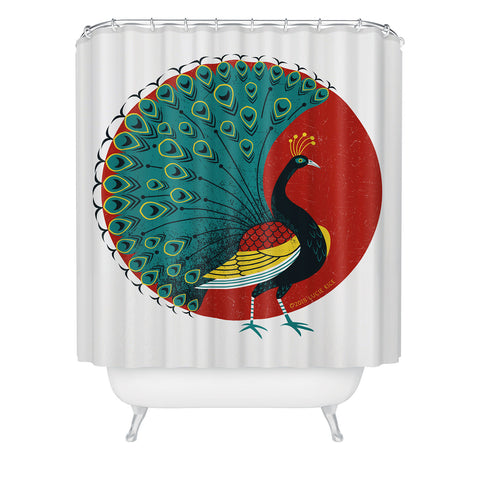 Lucie Rice Peacockin Shower Curtain