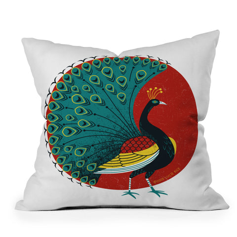 Lucie Rice Peacockin Throw Pillow