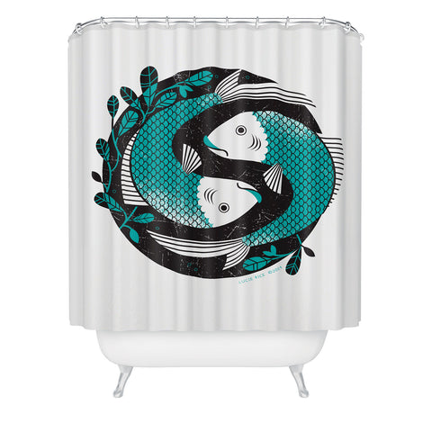 Lucie Rice Pearl and Polly Pisces Shower Curtain