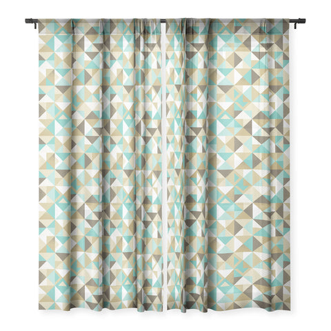 Lucie Rice Sand and Sea Geometry Sheer Window Curtain