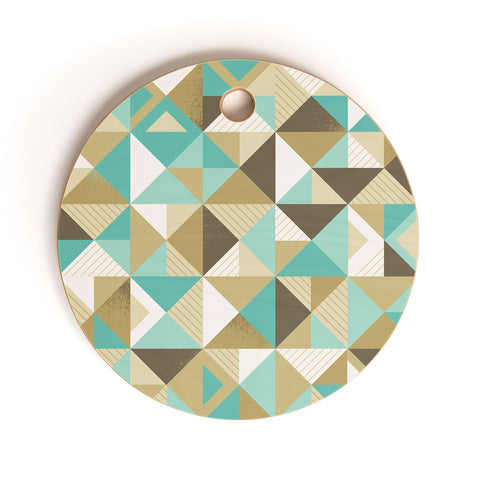 Lucie Rice Sand and Sea Geometry Cutting Board Round