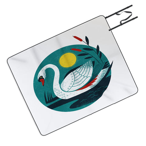 Lucie Rice Swan Picnic Blanket