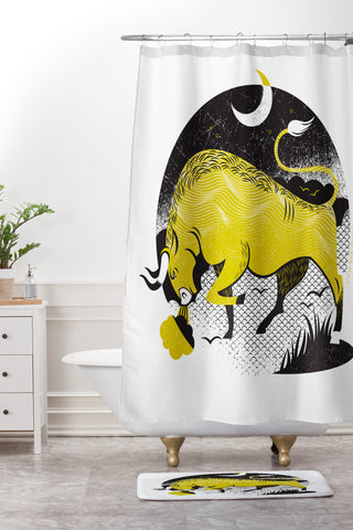 Lucie Rice Tito Taurus Shower Curtain And Mat