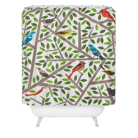 Lucie Rice Tweet Tweet Shower Curtain