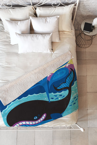Lucie Rice Whale of a Tale Fleece Throw Blanket