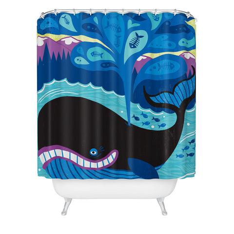 Lucie Rice Whale of a Tale Shower Curtain