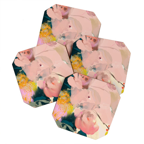 lunetricotee abstract floral inspiration Coaster Set