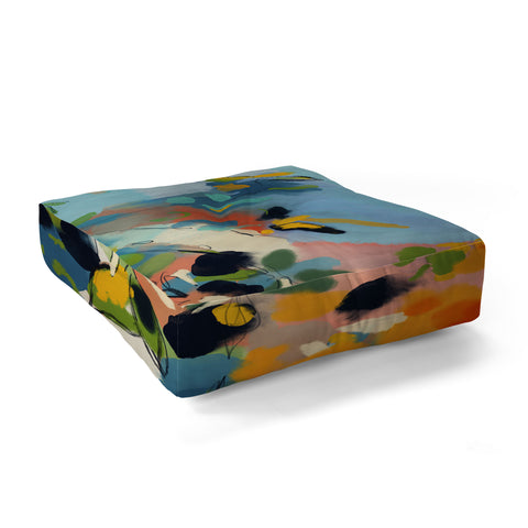 lunetricotee garden with sea view and olive tree Floor Pillow Square