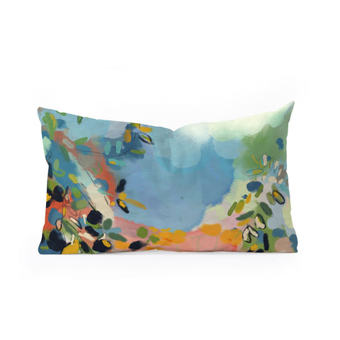 lunetricotee garden with sea view and olive tree Oblong Throw Pillow