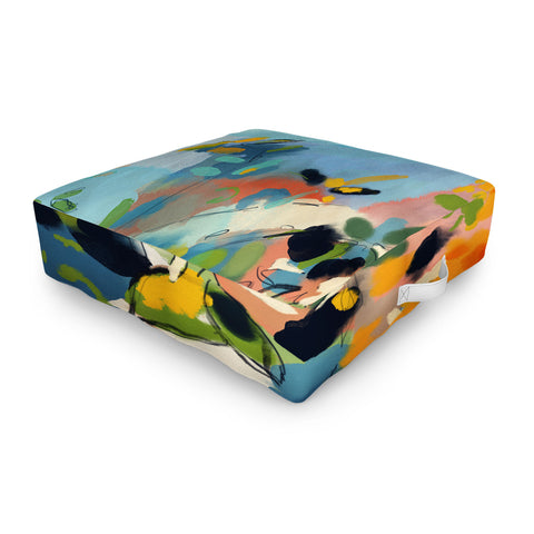 lunetricotee garden with sea view and olive tree Outdoor Floor Cushion