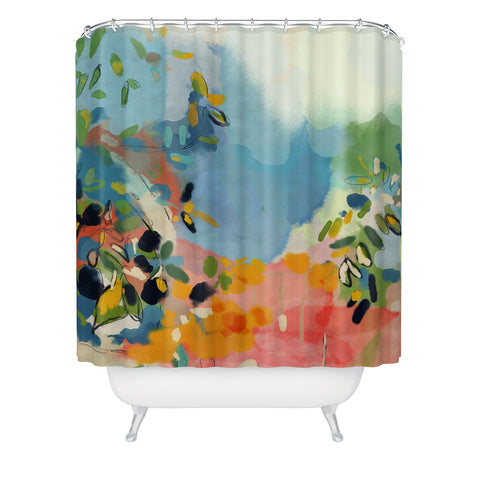 lunetricotee garden with sea view and olive tree Shower Curtain