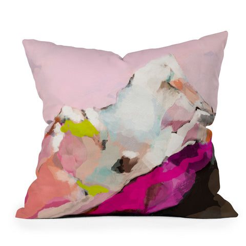 lunetricotee landscape mountain painting Throw Pillow