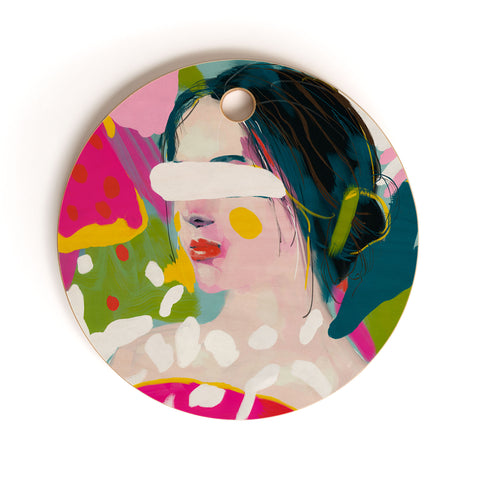 lunetricotee look at me woman portrait Cutting Board Round
