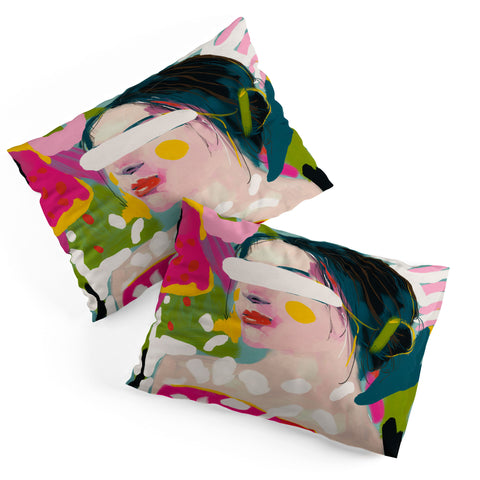 lunetricotee look at me woman portrait Pillow Shams