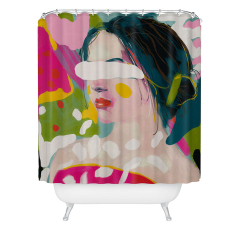 lunetricotee look at me woman portrait Shower Curtain
