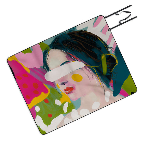 lunetricotee look at me woman portrait Picnic Blanket