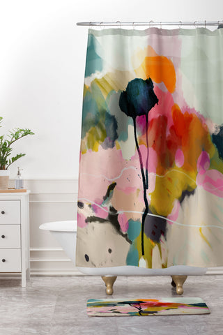 lunetricotee paysage abstract Shower Curtain And Mat