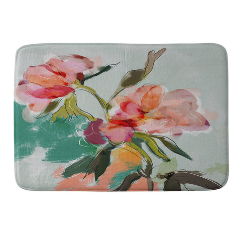 lunetricotee peonies abstract floral Memory Foam Bath Mat