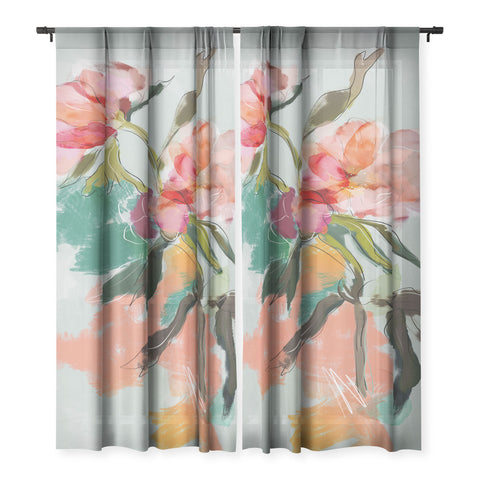 lunetricotee peonies abstract floral Sheer Non Repeat