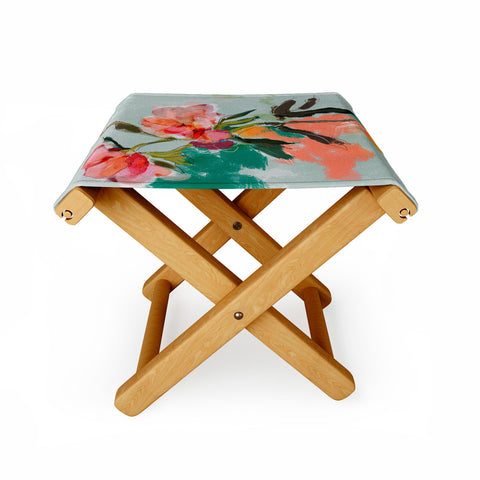 lunetricotee peonies abstract floral Folding Stool