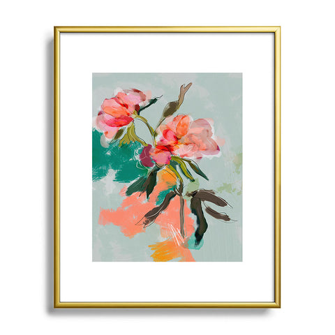 lunetricotee peonies abstract floral Metal Framed Art Print