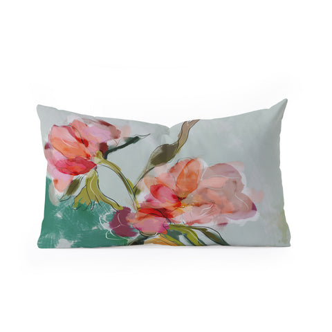 lunetricotee peonies abstract floral Oblong Throw Pillow