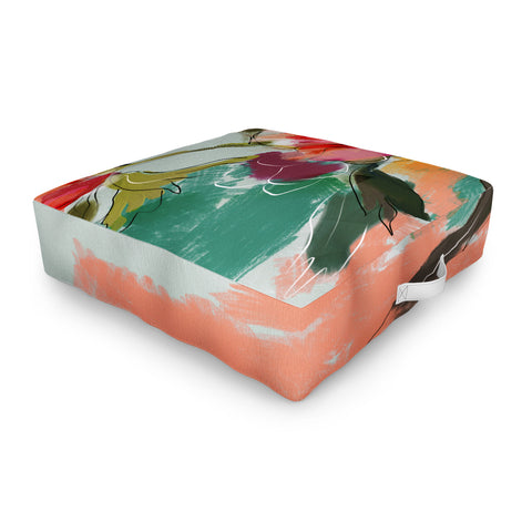 lunetricotee peonies abstract floral Outdoor Floor Cushion