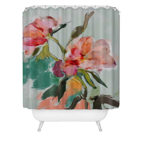 lunetricotee peonies abstract floral Shower Curtain