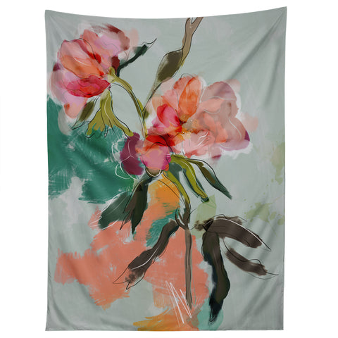 lunetricotee peonies abstract floral Tapestry