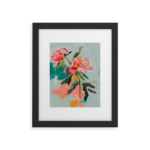 lunetricotee peonies abstract floral Framed Art Print