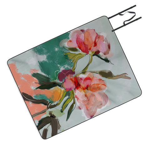 lunetricotee peonies abstract floral Picnic Blanket