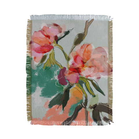 lunetricotee peonies abstract floral Throw Blanket