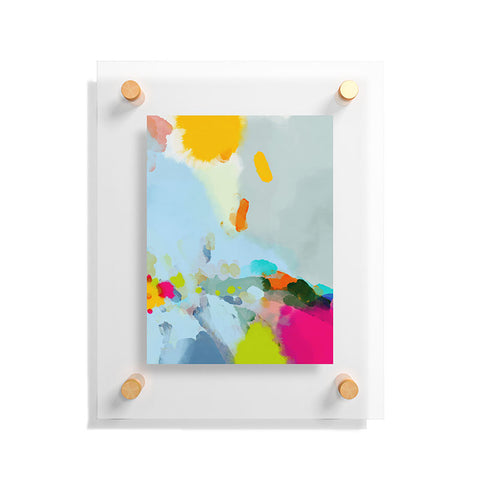 lunetricotee pink hill with sun ray Floating Acrylic Print