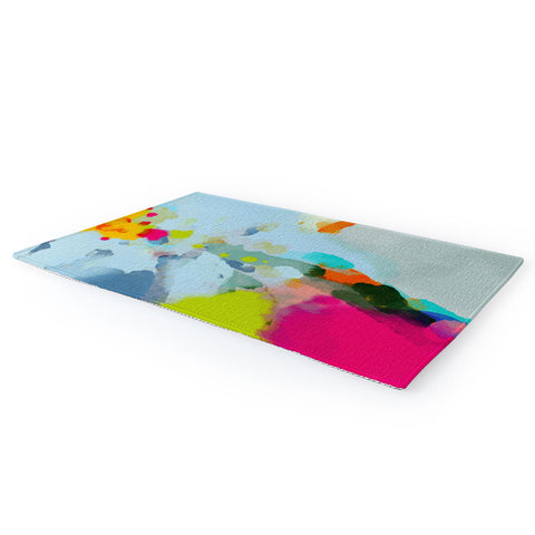 lunetricotee pink hill with sun ray Area Rug