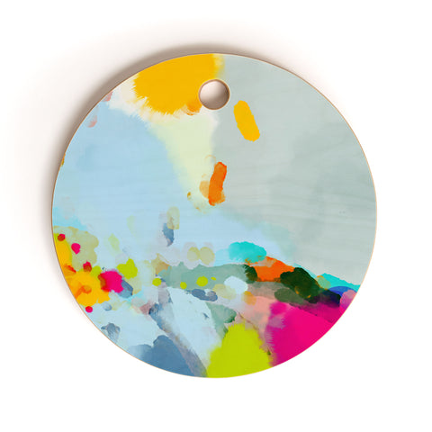 lunetricotee pink hill with sun ray Cutting Board Round