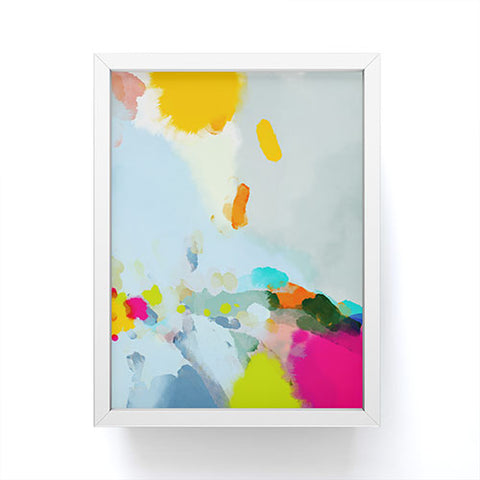 lunetricotee pink hill with sun ray Framed Mini Art Print