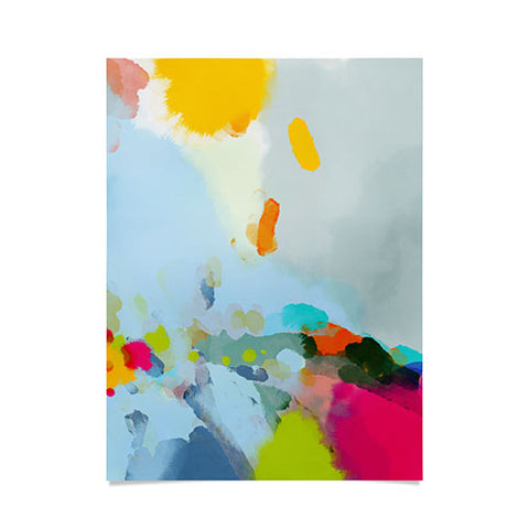 lunetricotee pink hill with sun ray Poster