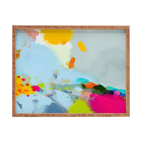 lunetricotee pink hill with sun ray Rectangular Tray